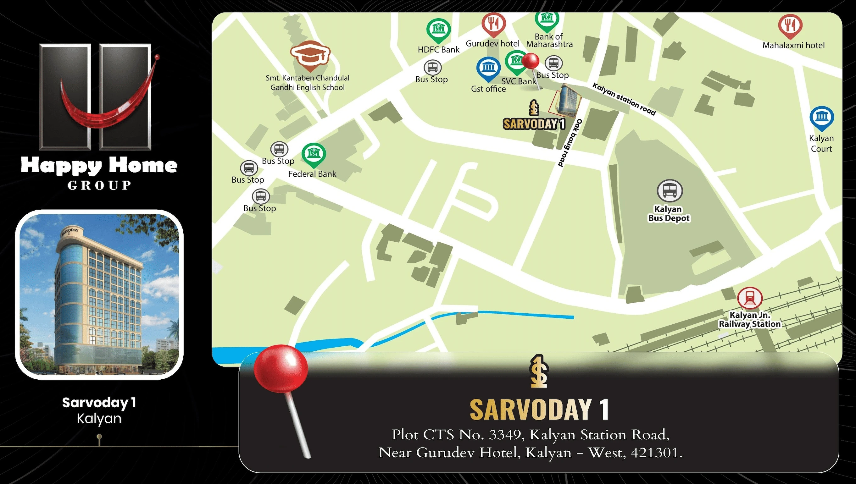 Sarvoday 1 Location Map - Kalyan Station Road