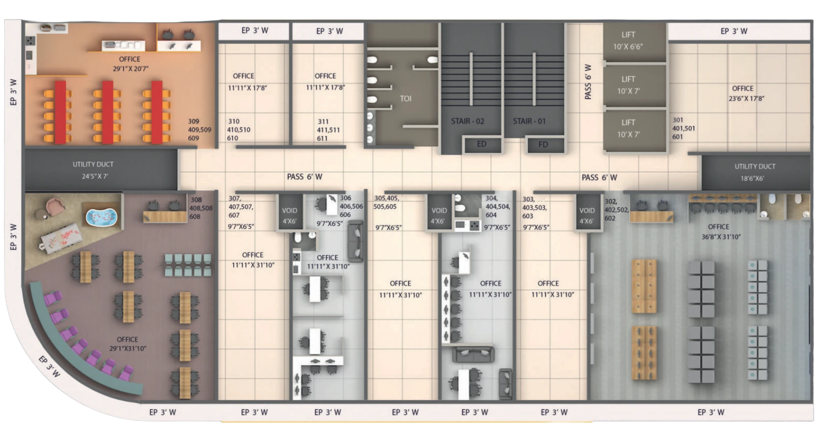 3rd–6th Floor - Sarvoday 1 Floor Plan
