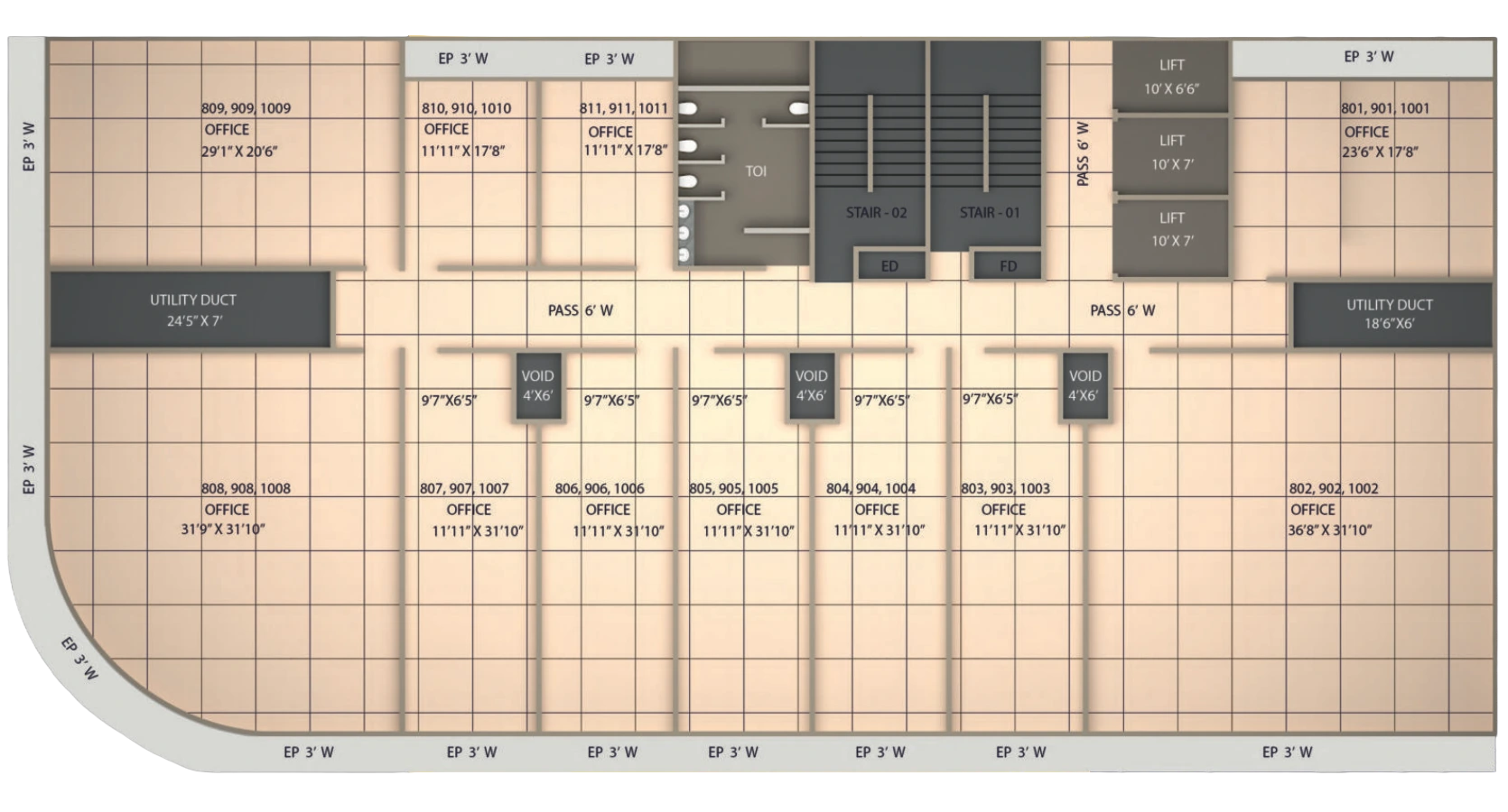 8th–10th Floor - Sarvoday 1 Floor Plan